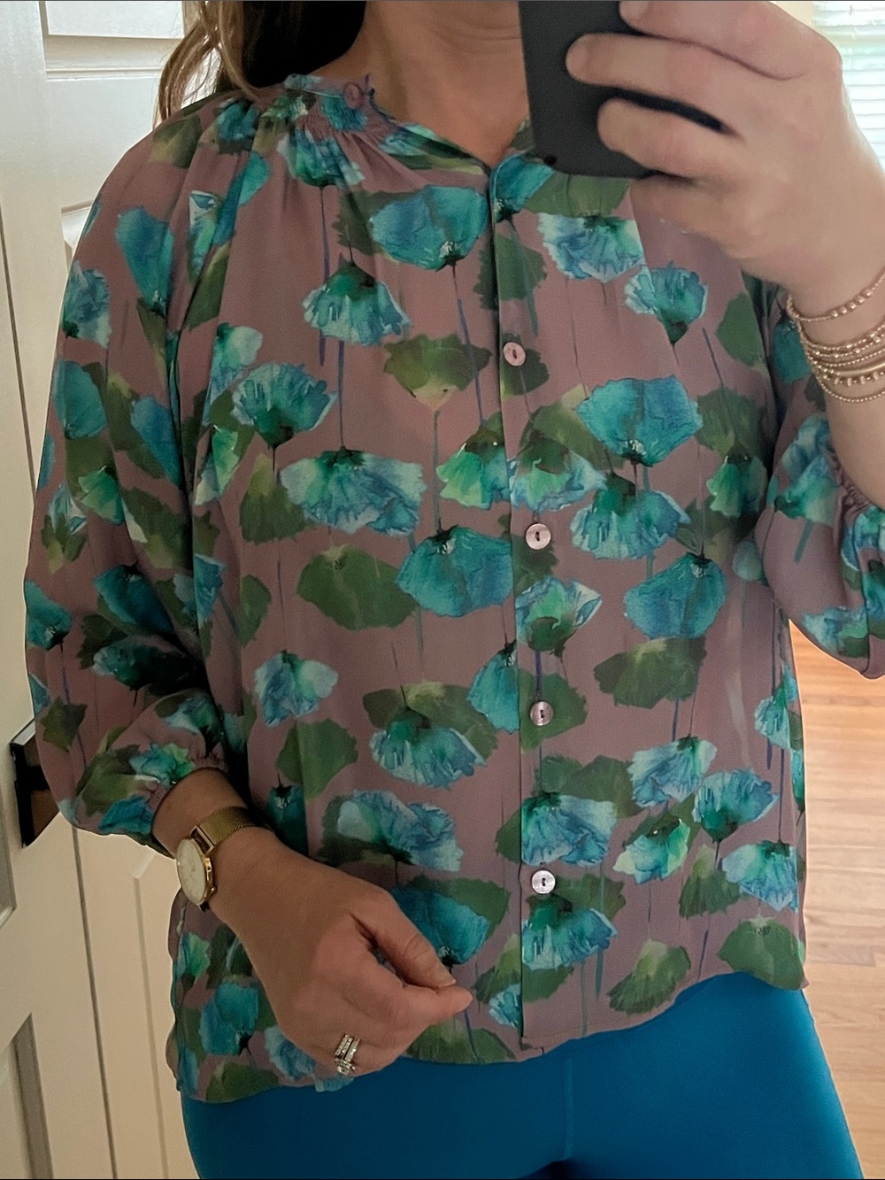 Tucker 100% silk top Size P ginko print